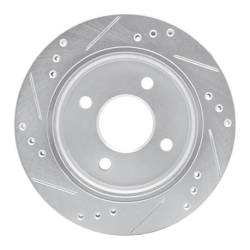 Ford Contour Brake Rotor (1) - Rear Right - R1 Concepts - Drilled & Slotted - Silver - `95-`04